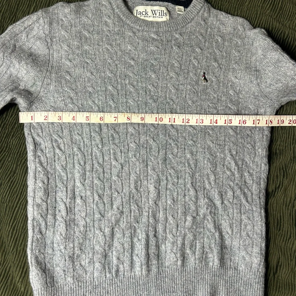 Jack Wills Heather Gray Cable Knit Merino Wool Sweater- Women’s Medium - Picture 6 of 11